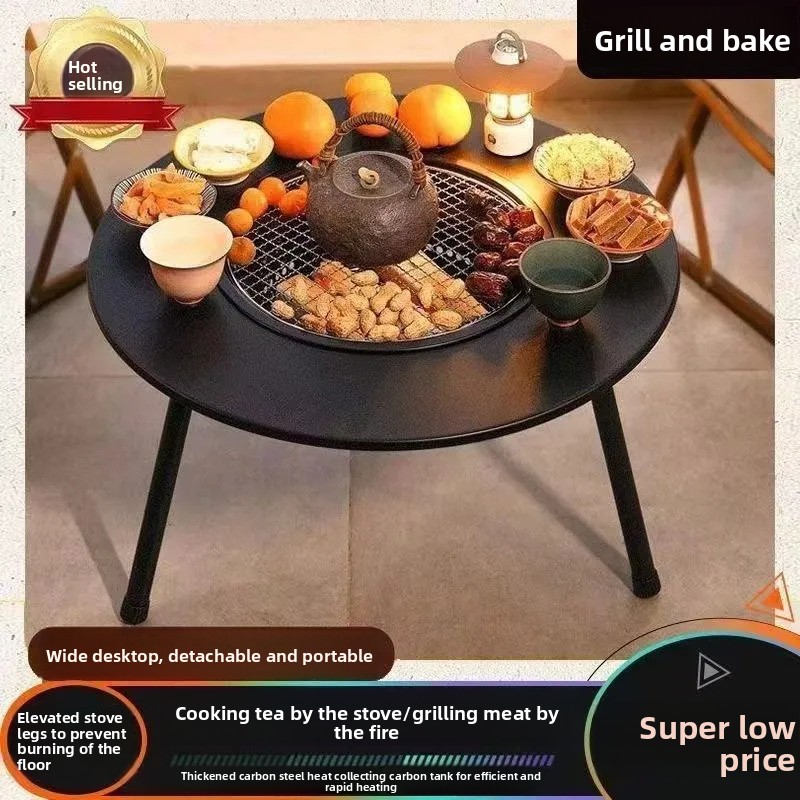Camping Cooking Wood Stove - Set Perlengkapan BBQ Indoor Outdoor, Ketel