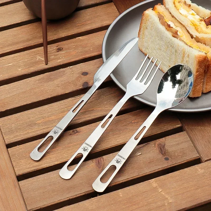 Camping Cooking Utilities - HWZBBEN Set pisau sendok garpu Titanium,