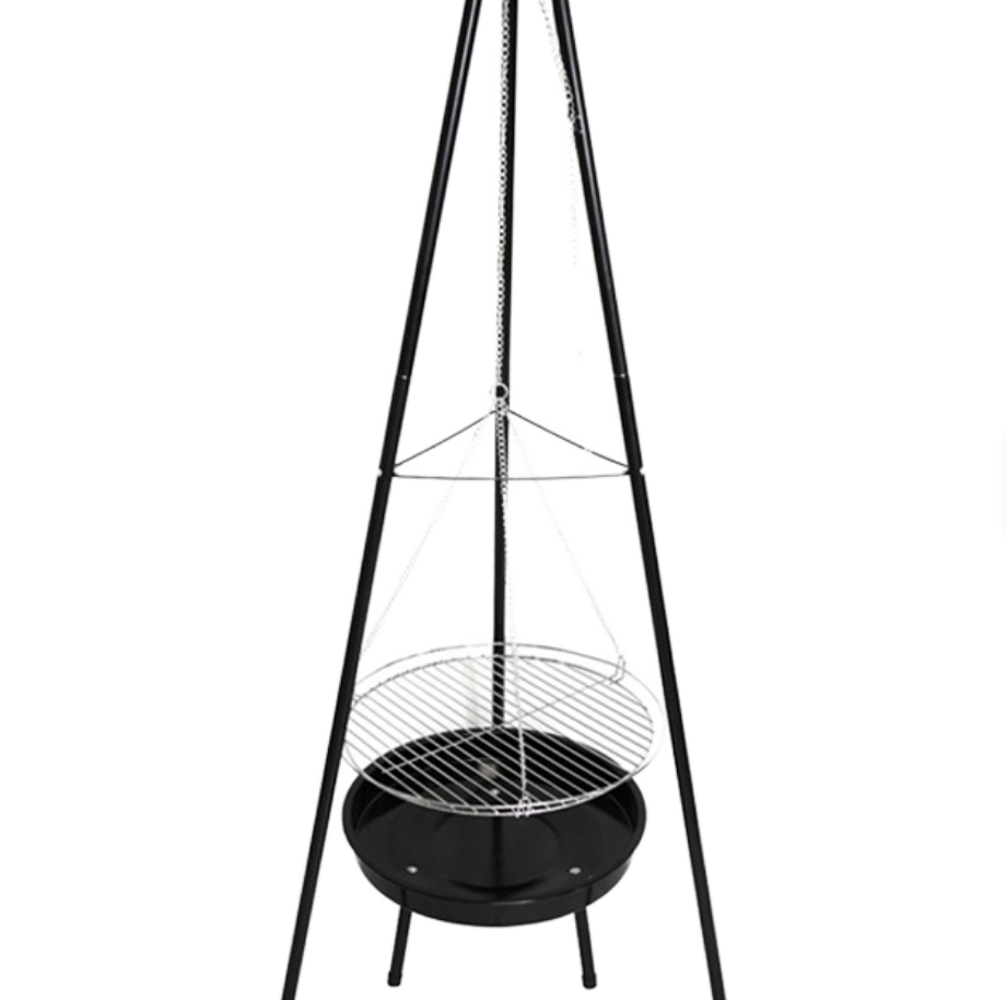 Camping Cooking Fire Stove - Panggangan BBQ Gantung Tripod Heavy-Duty dengan