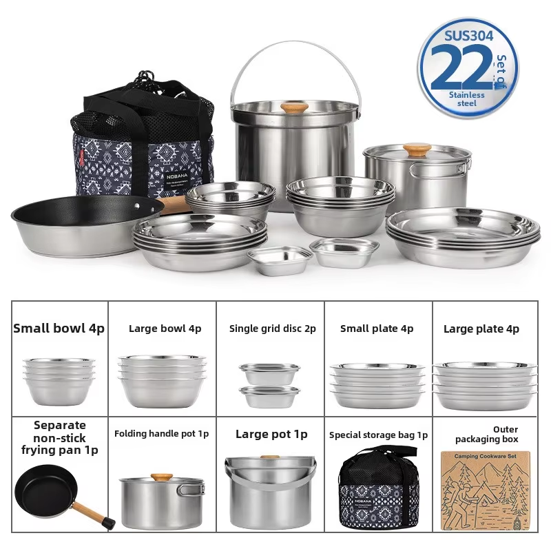 Camping Cooking Rice - NOBANA Set Panci Baja Tahan Karat