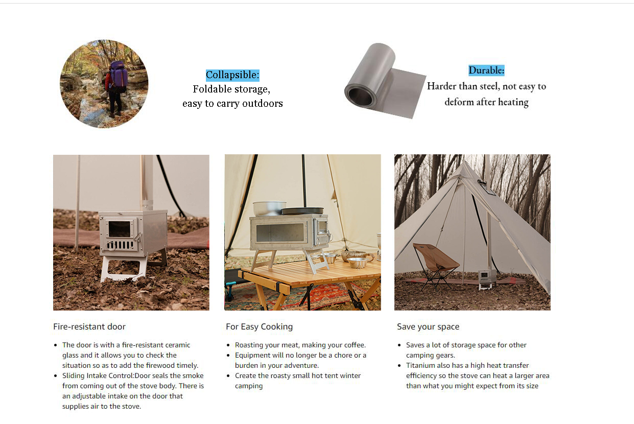 Pemanas kayu kompor portabel t - Camping Cooking Wood Stove ulasan dan harga