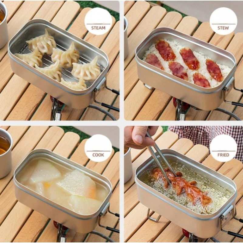 1 buah kotak makan siang alumi - Camping Cooking Rice ulasan dan harga